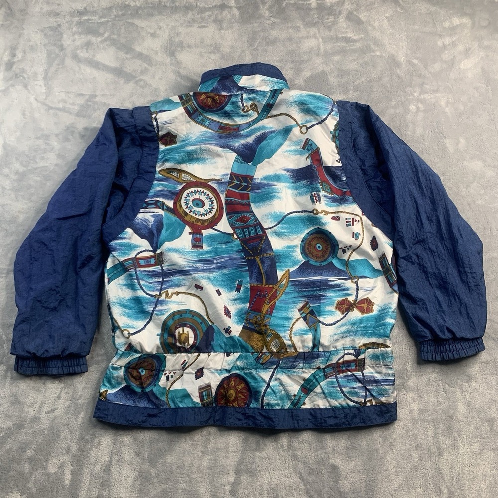 Vintage 90s Lavon Petites WindBreaker Womens Petite Small‎ Nautical Colorful - Picture 9 of 10